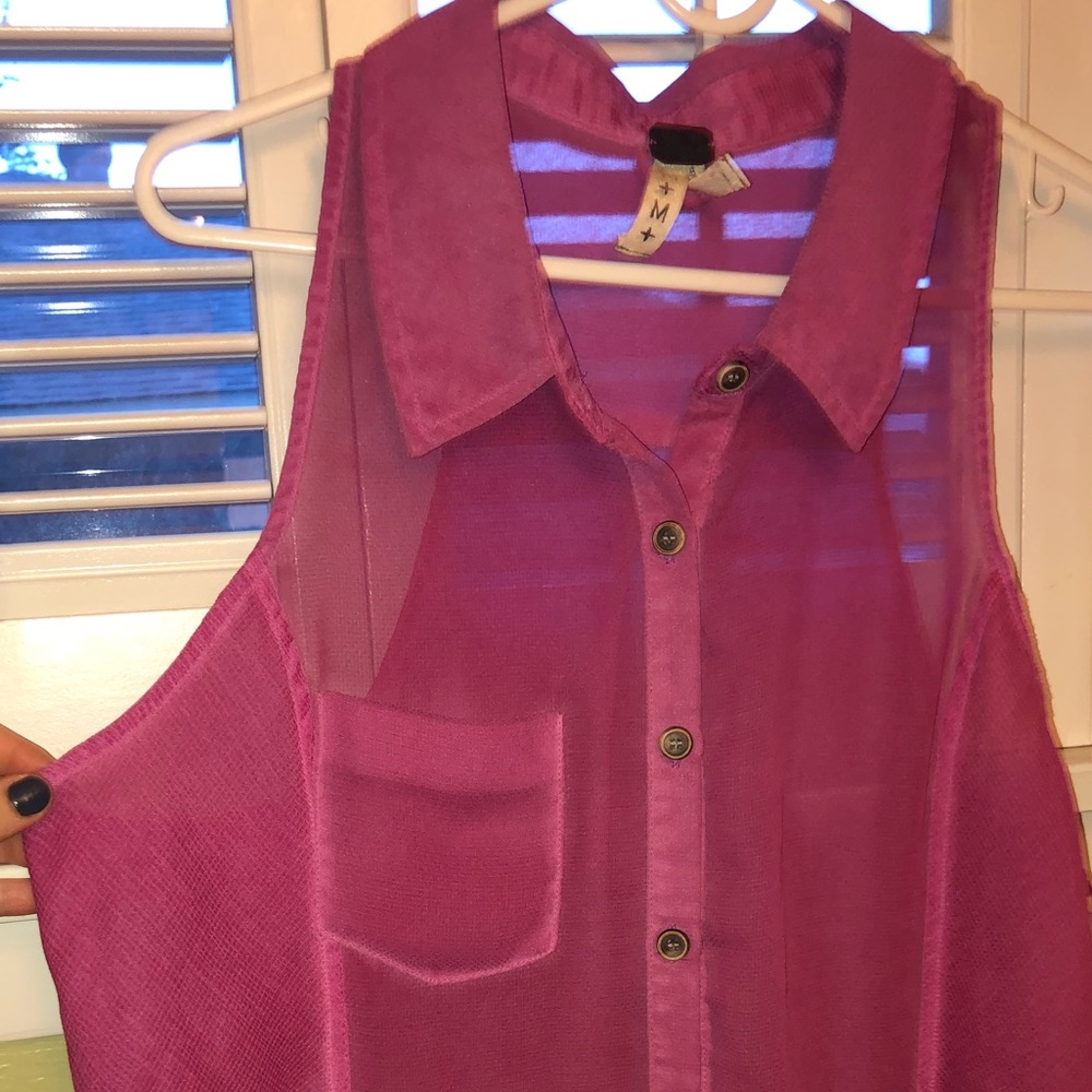 Free People pink button down